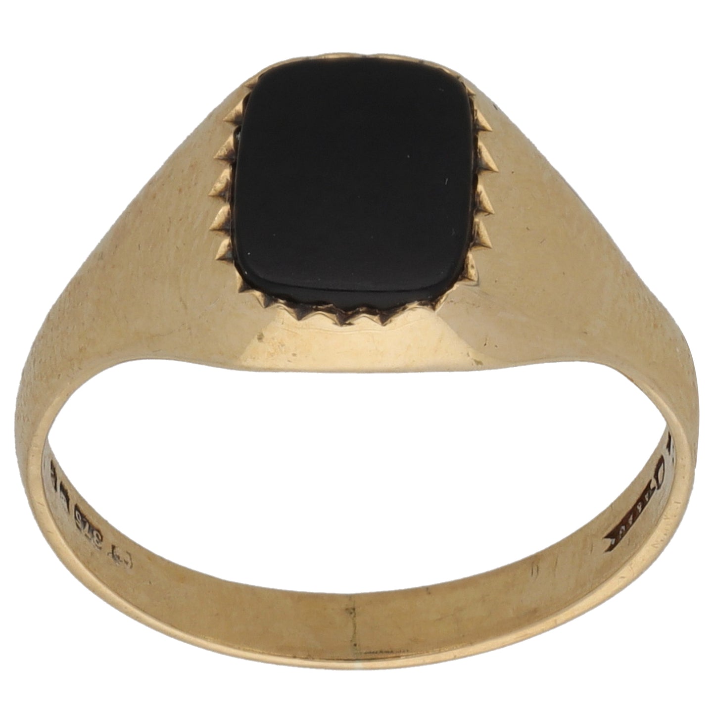 9ct Gold Onyx Plain Single Stone Signet Ring Size L