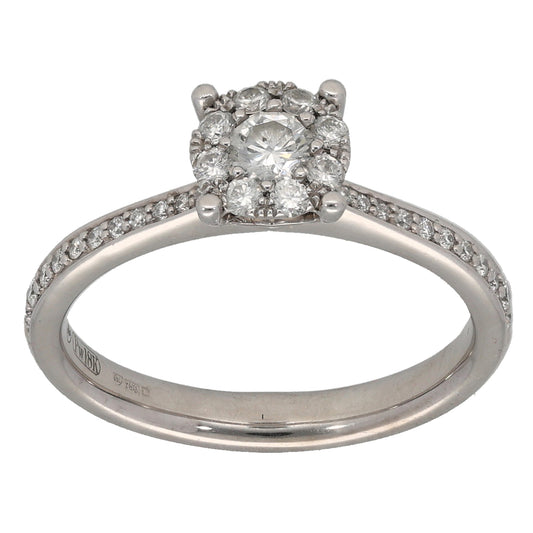 18ct White Gold 0.37ct Diamond Cluster Ring Size L