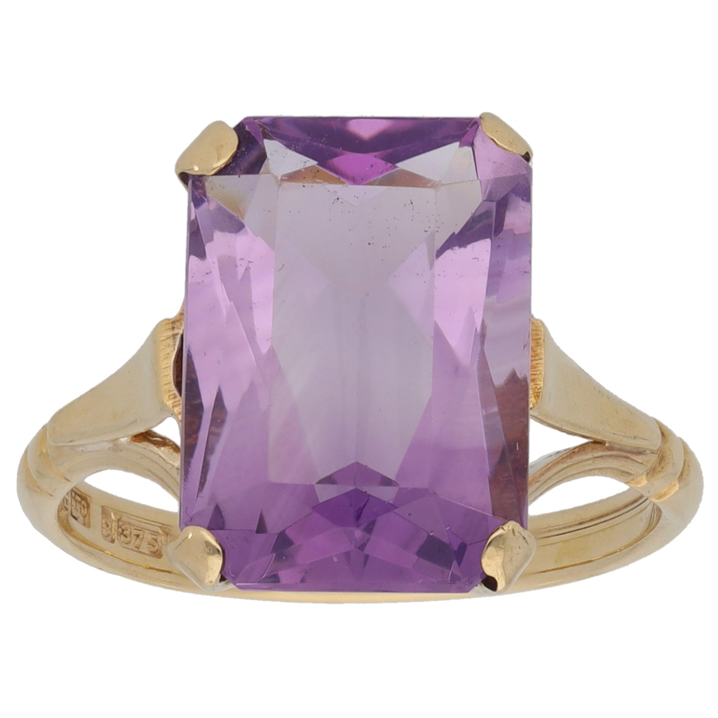 9ct Gold Amethyst Single Stone Ring Size N