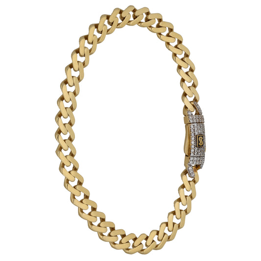 14ct Gold Cubic Zirconia Curb Bracelet