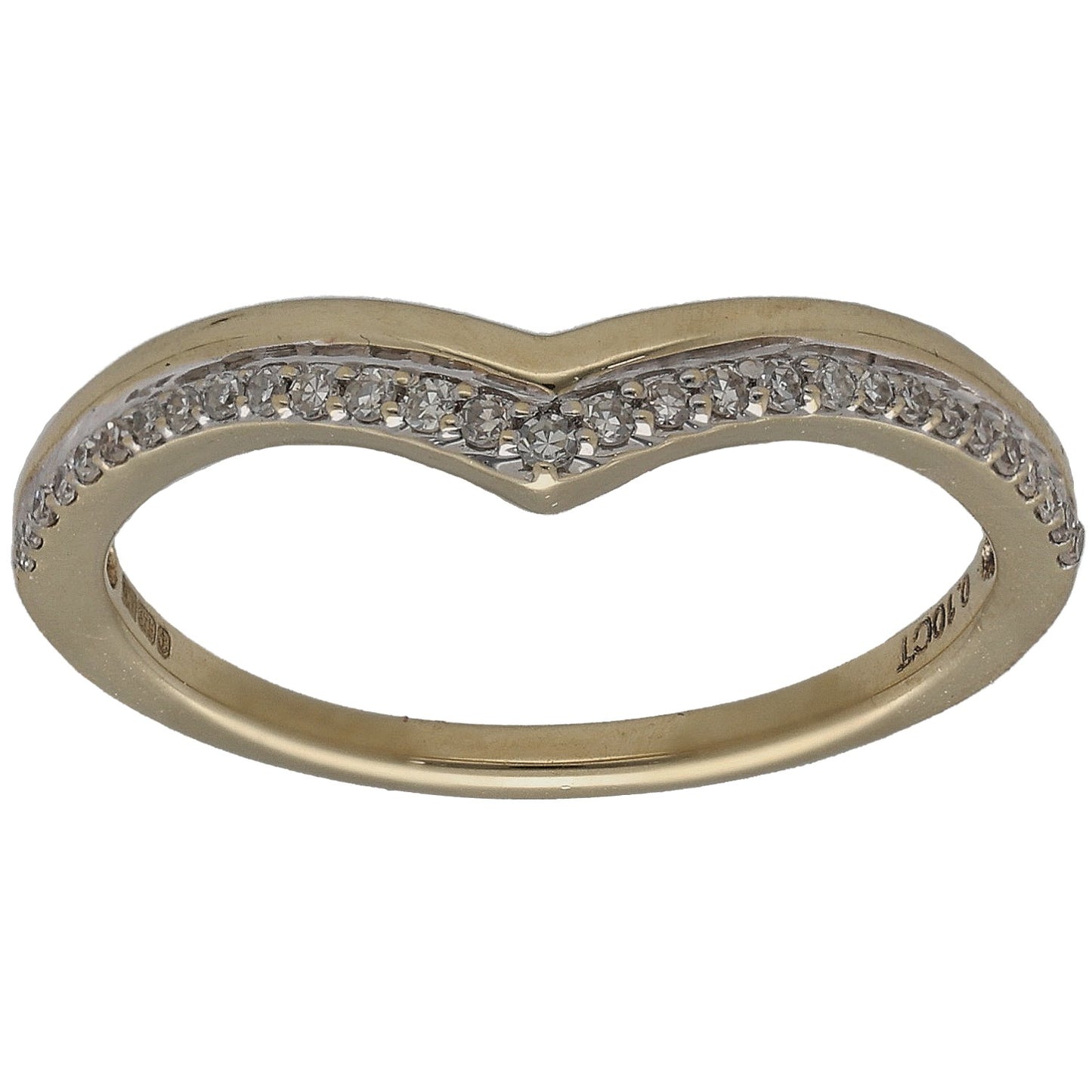 9ct Gold 0.10ct Diamond Wishbone Ring Size K