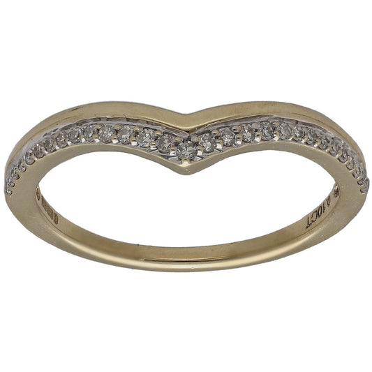 9ct Gold 0.10ct Diamond Wishbone Ring Size K
