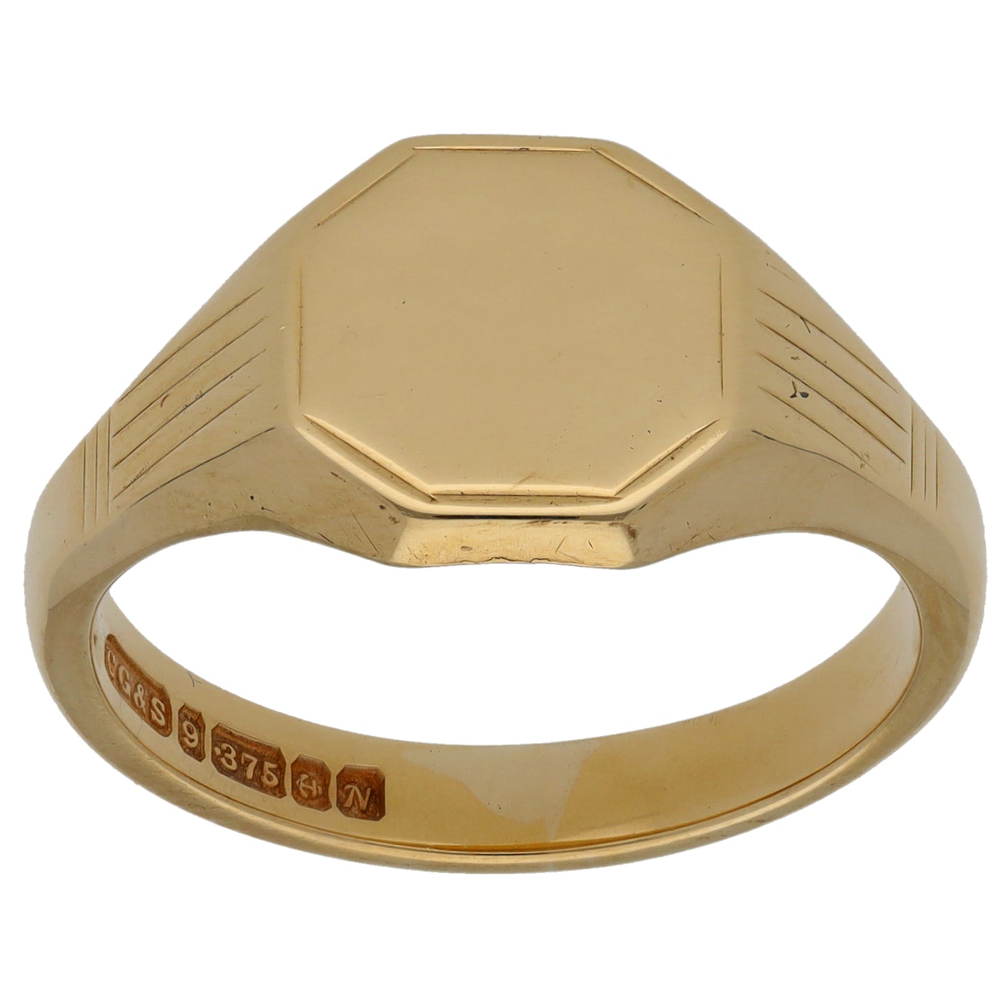 9ct Gold Patterned Signet Ring Size V