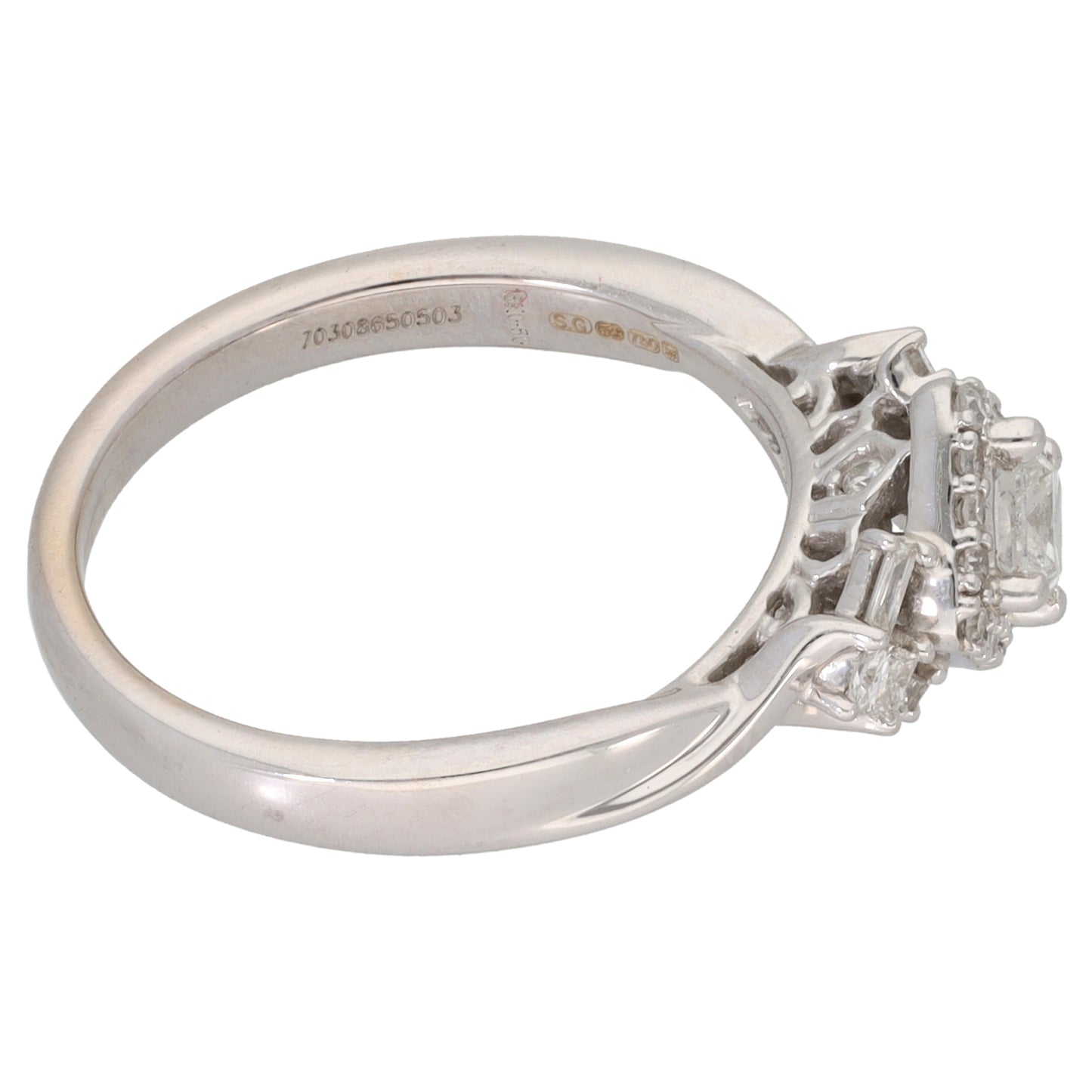 14ct White Gold 0.46ct Diamond Dress/Cocktail Ring Size L