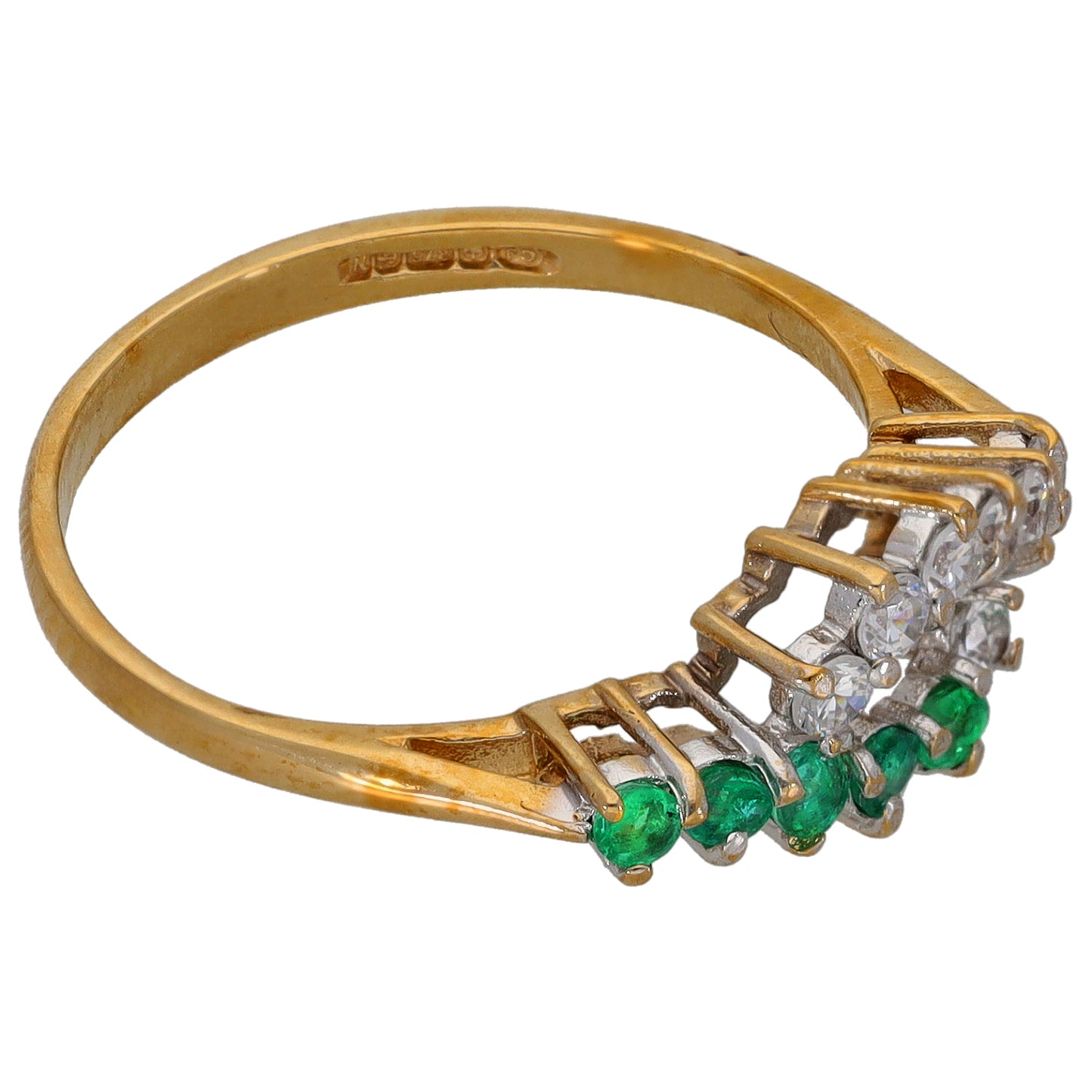 9ct Gold Emerald & Cubic Zirconia Dress/Cocktail Ring Size O