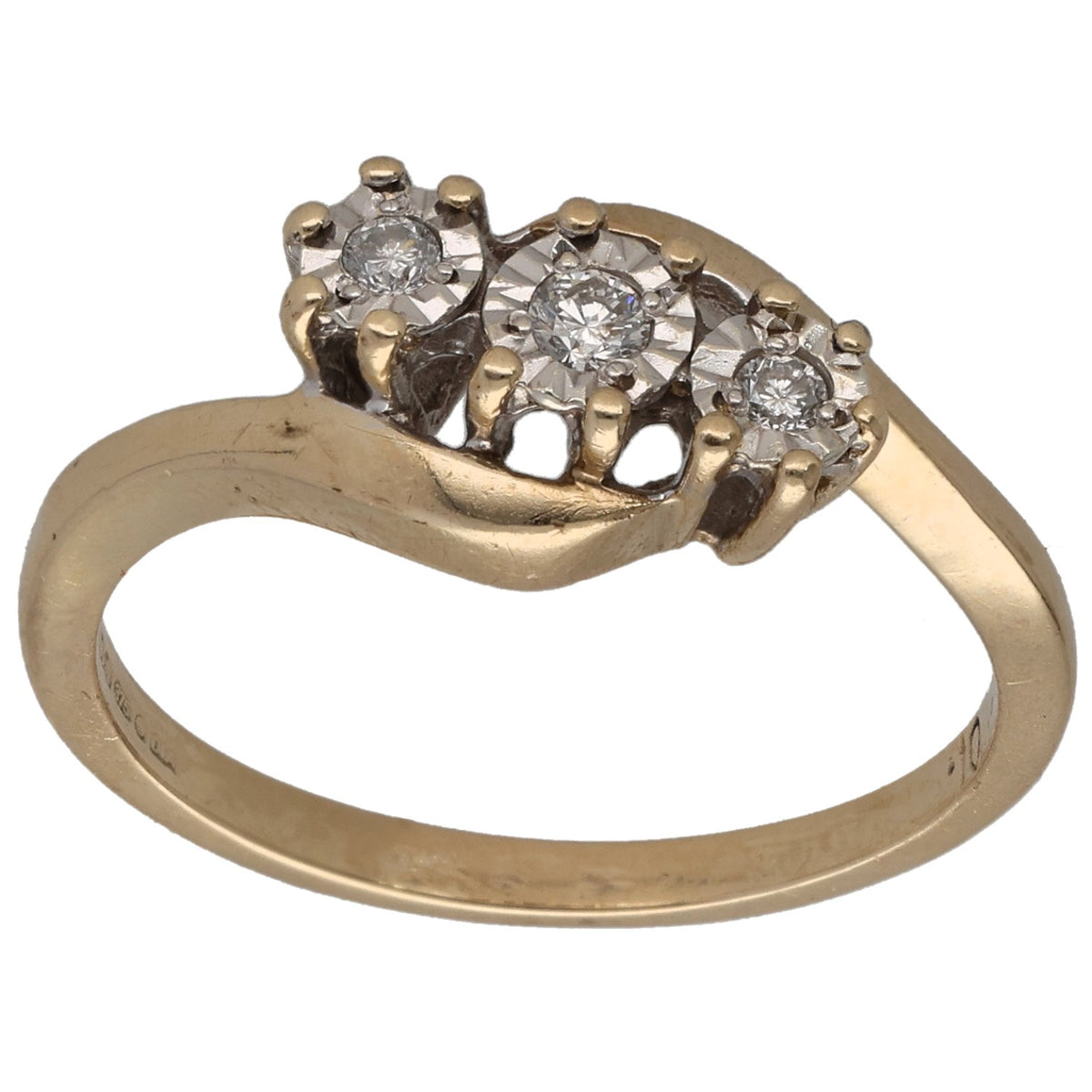 9ct Gold 0.10ct Diamond Trilogy Ring Size O