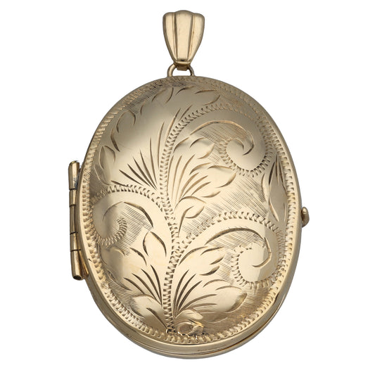 9ct Gold Patterned Locket Pendant