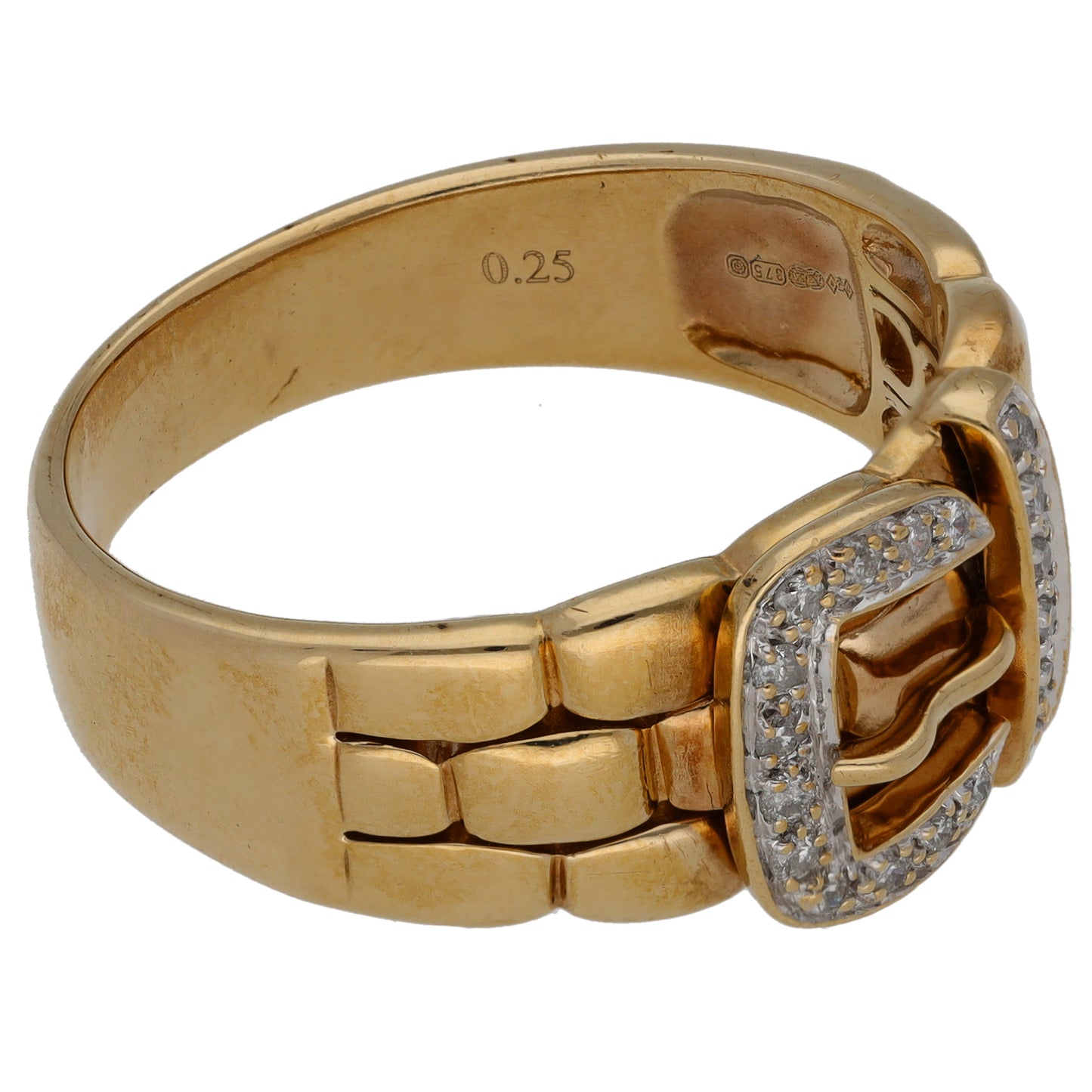 9ct Gold 0.24ct Diamond Buckle Ring Size Z+4