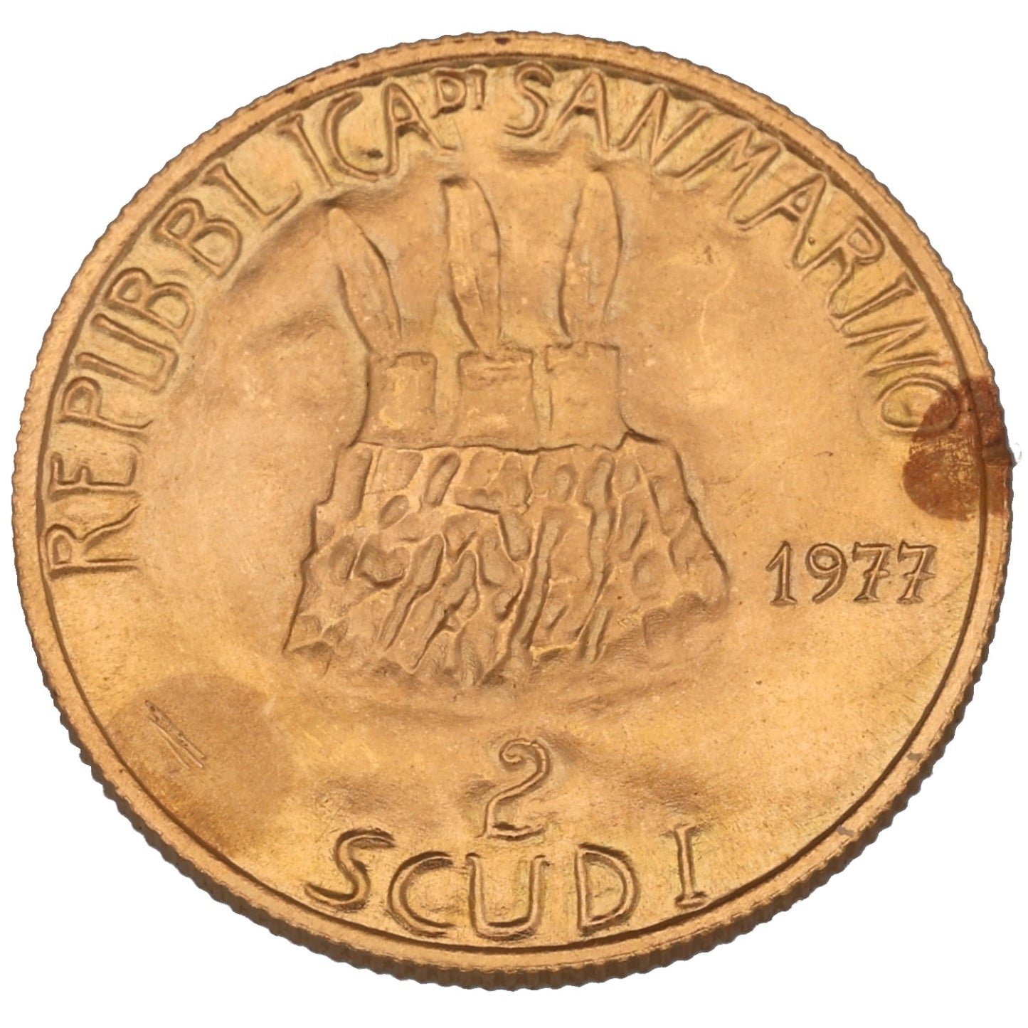 22ct Gold San Marino 2 Scudi Coin 1977