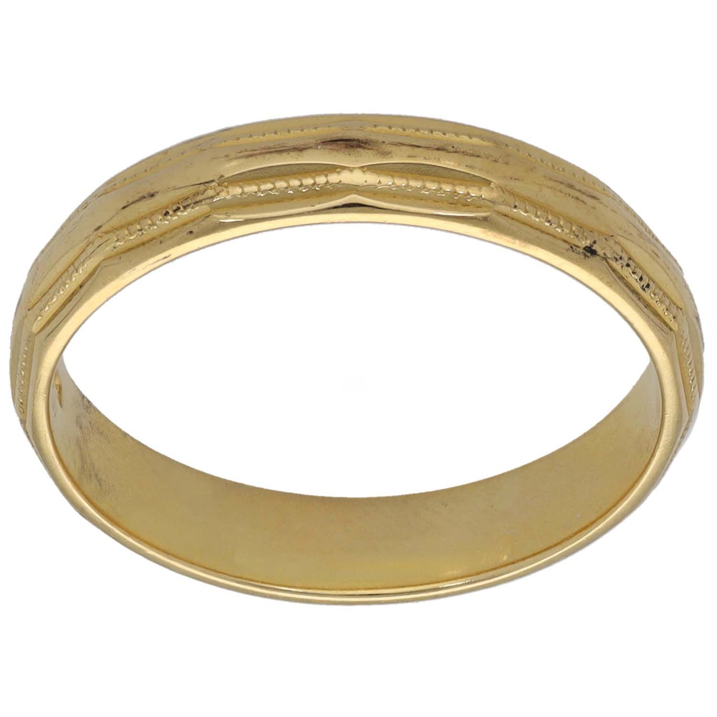 18ct Gold Patterned Wedding Ring Size P