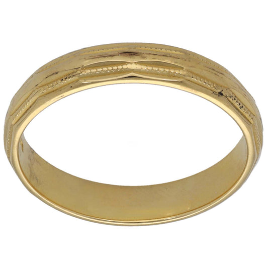 18ct Gold Patterned Wedding Ring Size P