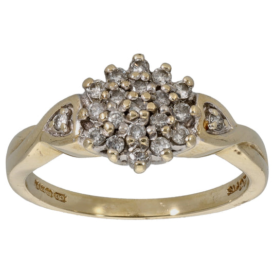 9ct Gold 0.20ct Diamond Cluster Ring Size K