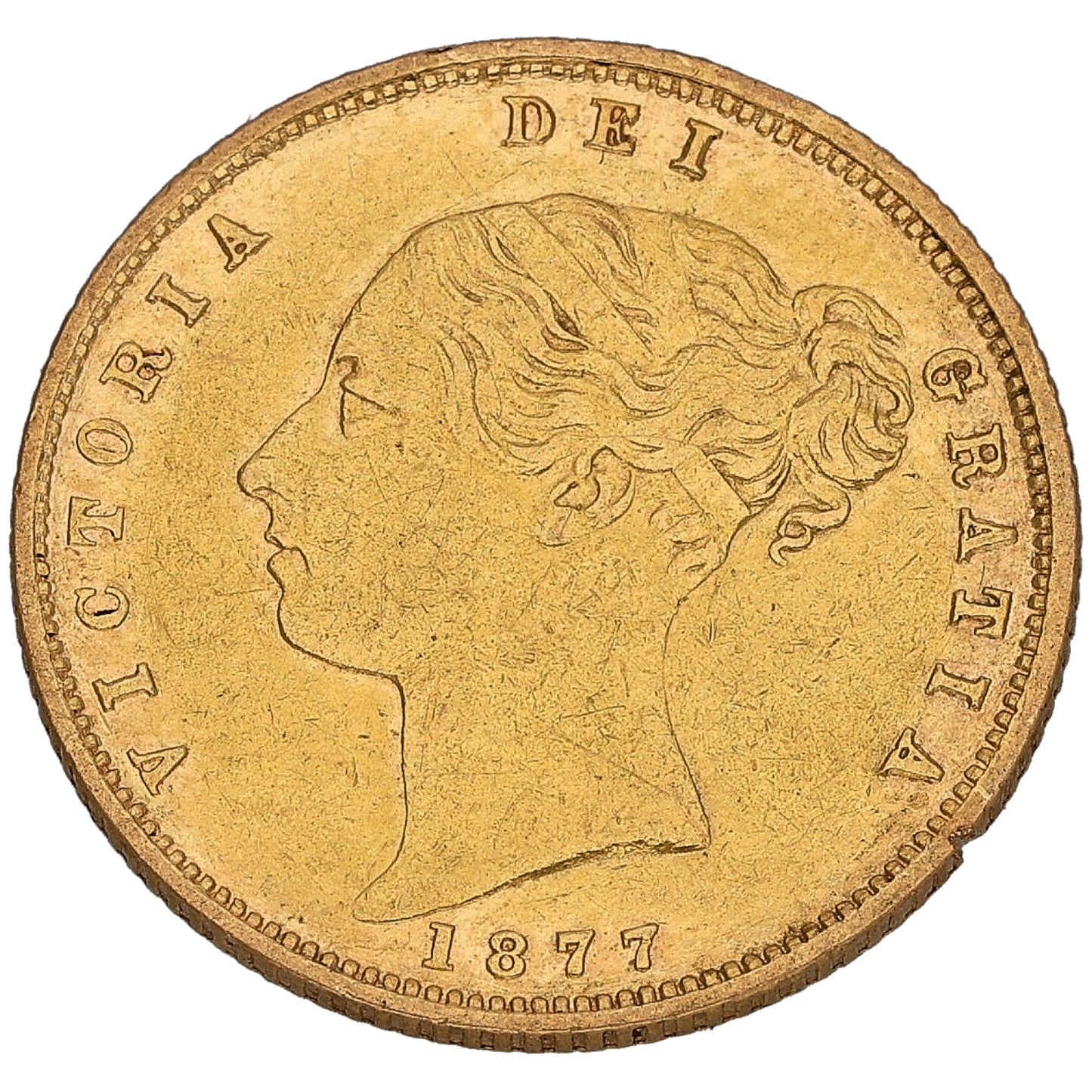 22ct Gold Queen Victoria Half Sovereign Coin 1877