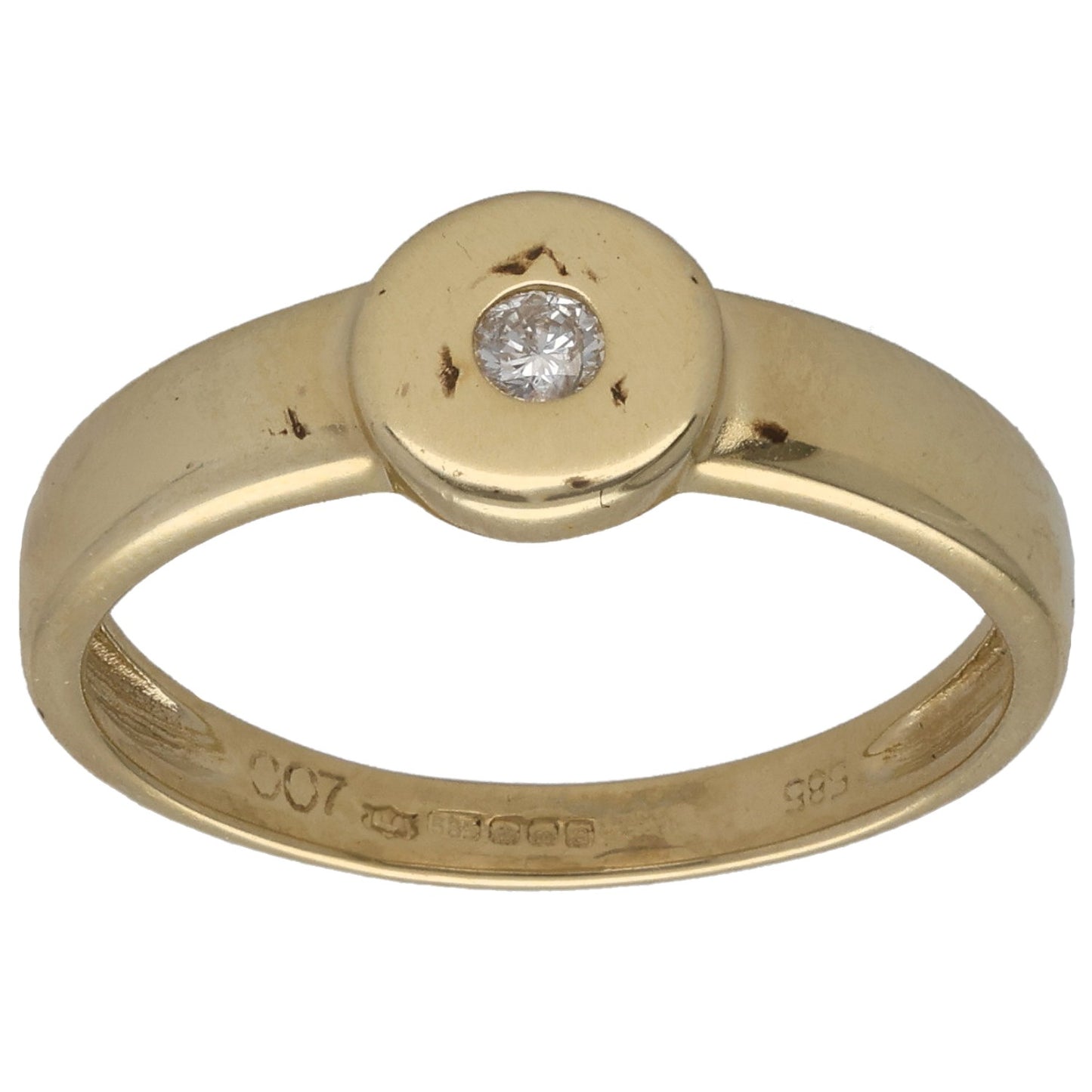 14ct Gold 0.07ct Diamond Solitaire Ring Size O