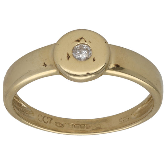 14ct Gold 0.07ct Diamond Solitaire Ring Size O