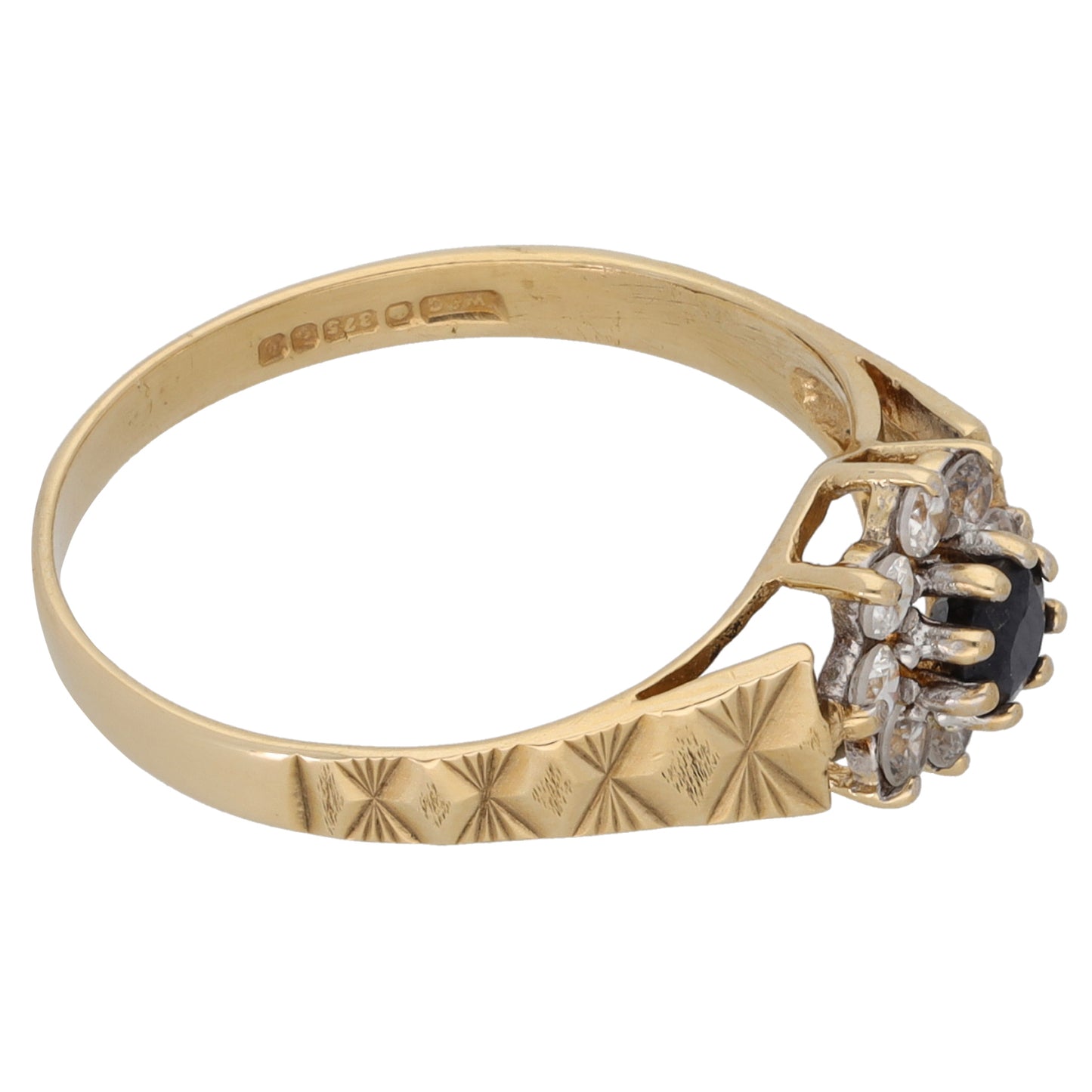 9ct Gold Sapphire & Cubic Zirconia Dress/Cocktail Ring Size P