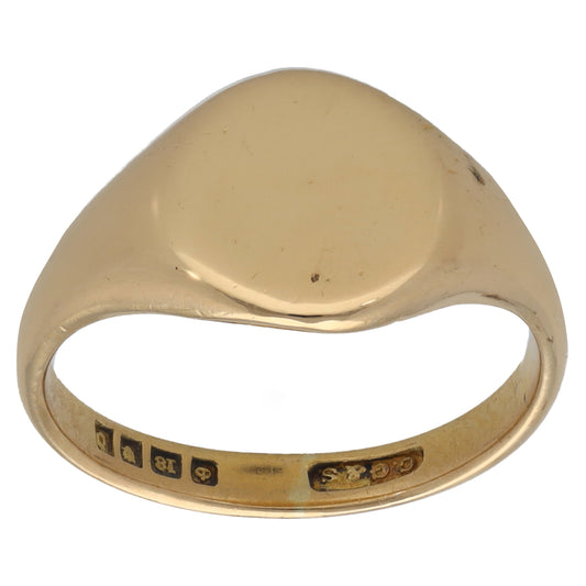 18ct Gold Plain Signet Ring Size K