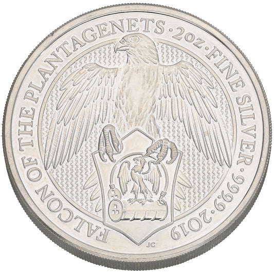 Fine Silver Falcon Of The Plantagenets 2 OZ Coin 2019