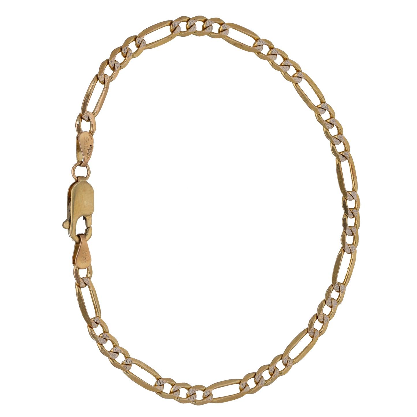 9ct Bicolour Gold Figaro Bracelet