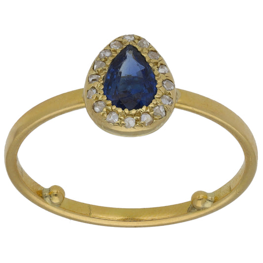 18ct Gold Sapphire & 0.16ct Diamond Dress/Cocktail Ring Size V