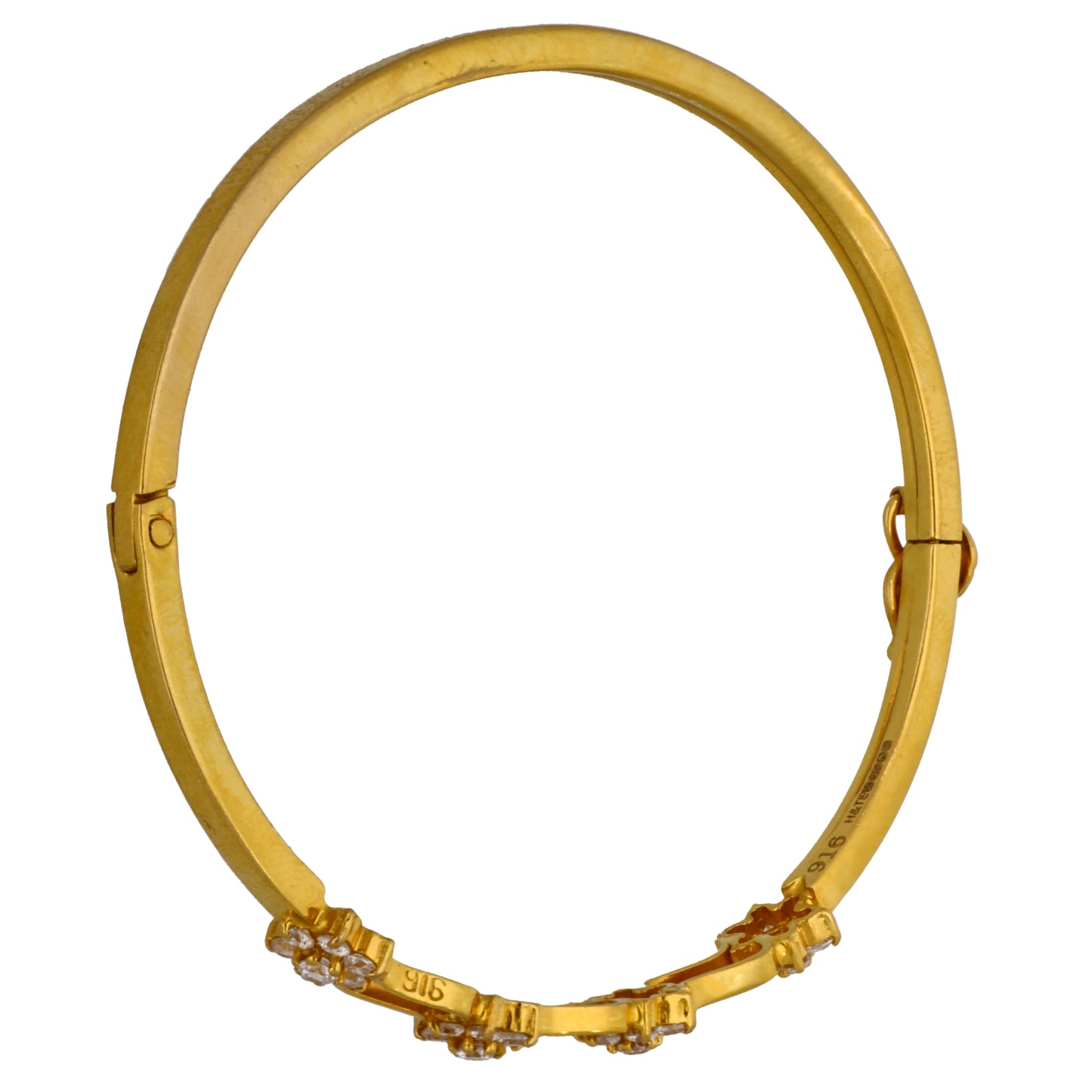 22ct Gold Cubic Zirconia Hinged/Clasp Bangle