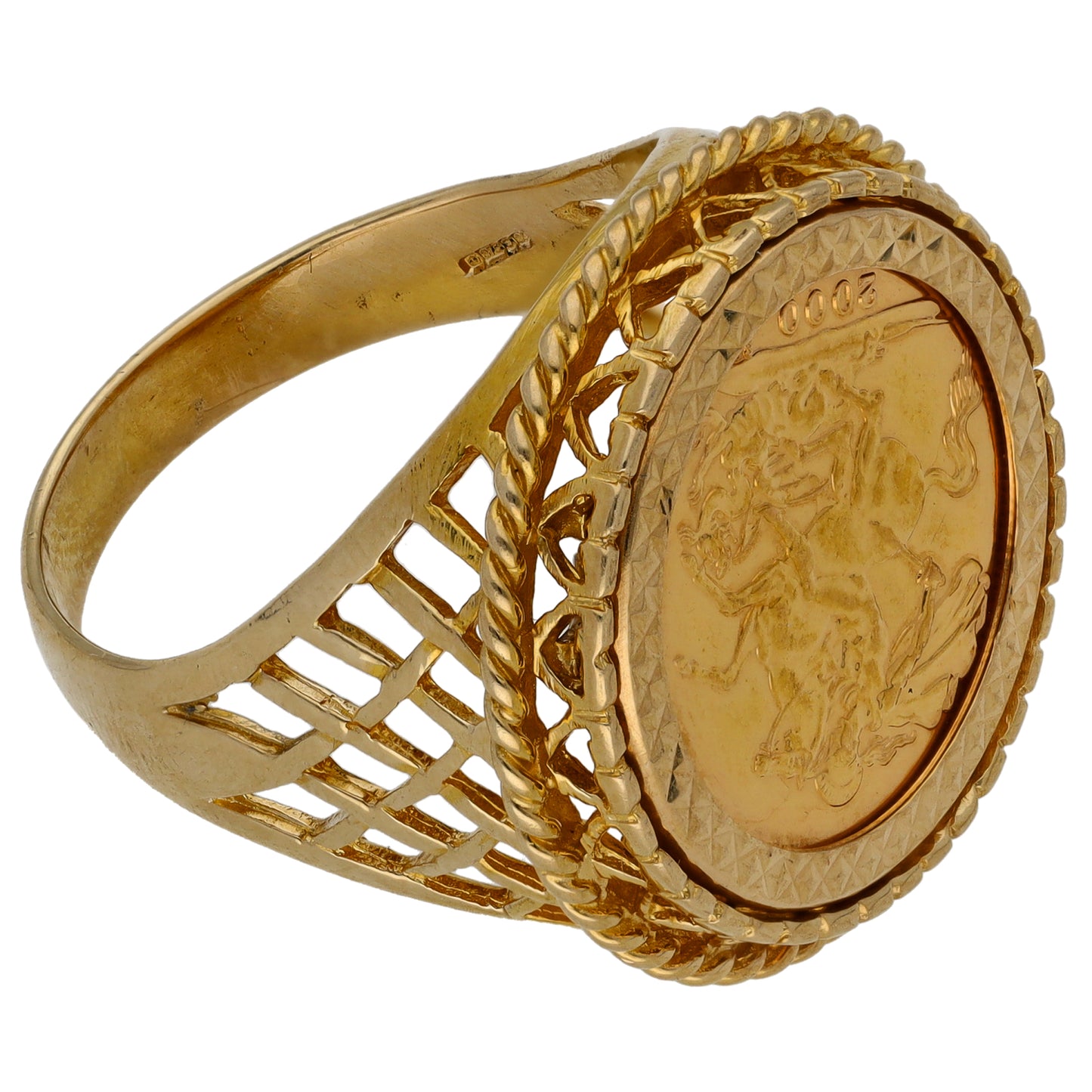 9ct Gold Half Sovereign Coin Ring Size W