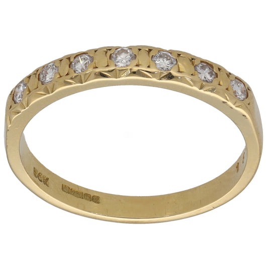 18ct Gold 0.18ct Diamond Half Eternity Ring Size O