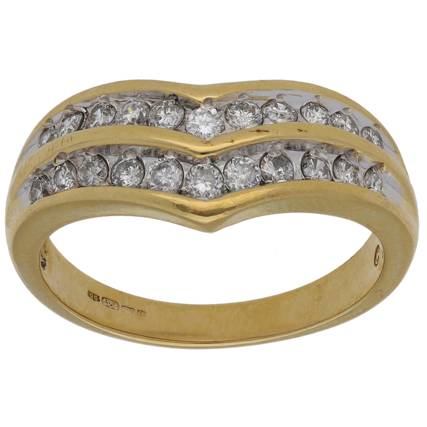 9ct Gold 0.66ct Diamond Wishbone Ring Size P