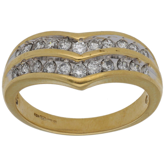 9ct Gold 0.66ct Diamond Wishbone Ring Size P