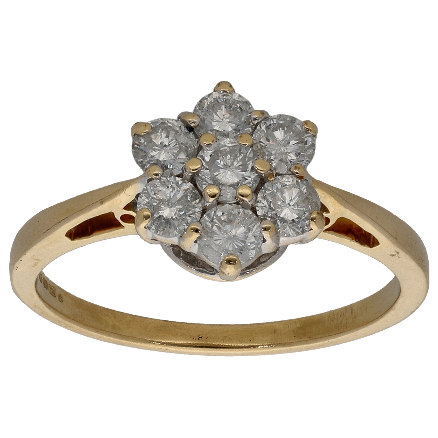 18ct Gold 1.00ct Diamond Cluster Ring Size Q