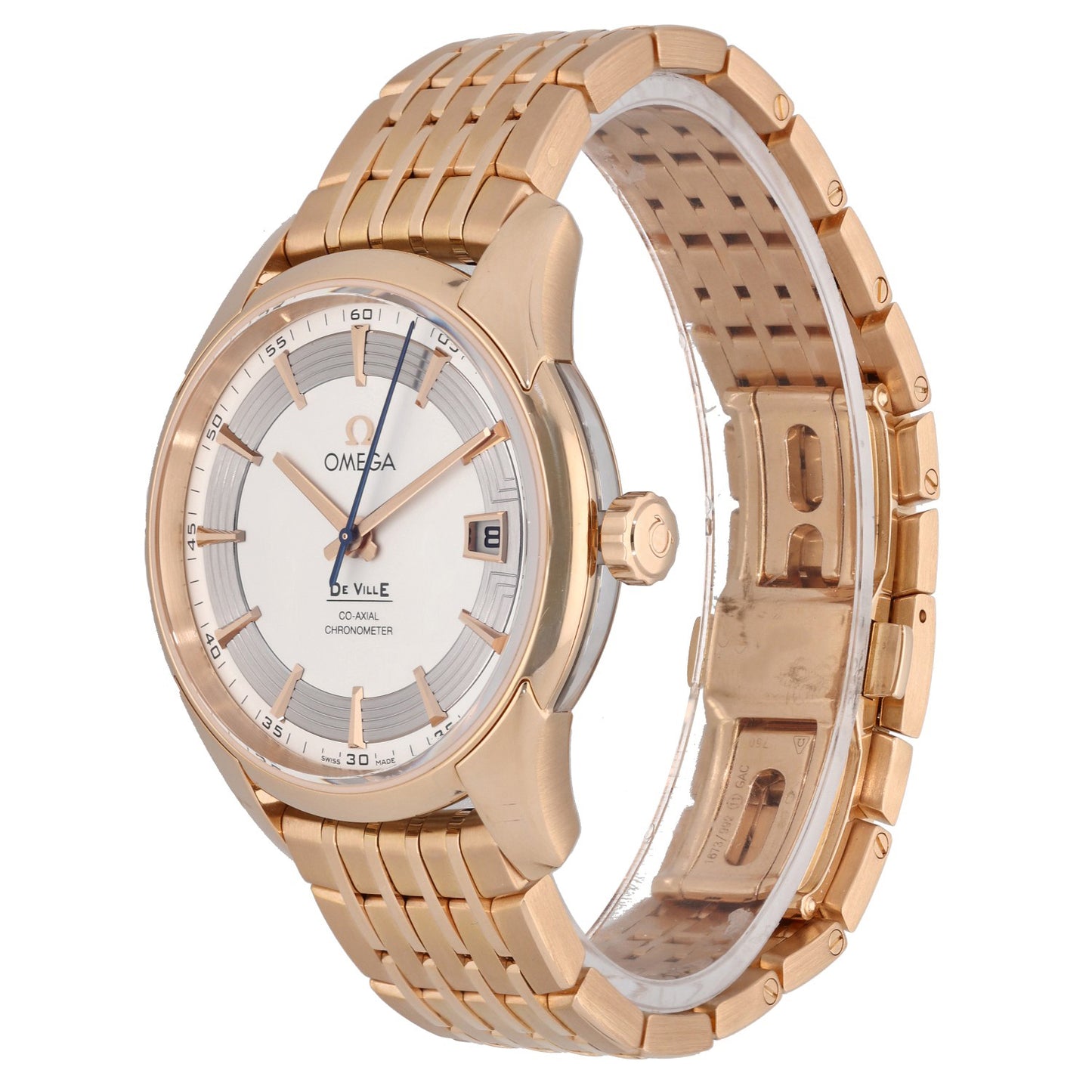 Omega De Ville Hour Vision 431.60.41.21.02.001 , white dial, rose gold, front angle image