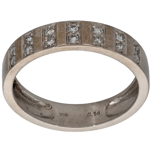 18ct White Gold 0.14ct Diamond Half Eternity Ring Size L