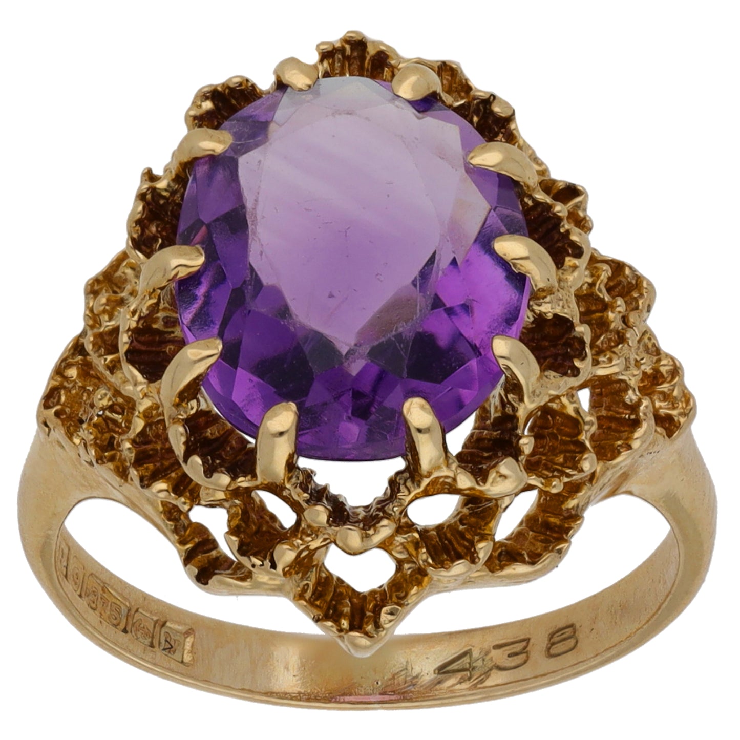 9ct Gold Amethyst Single Stone Ring Size L