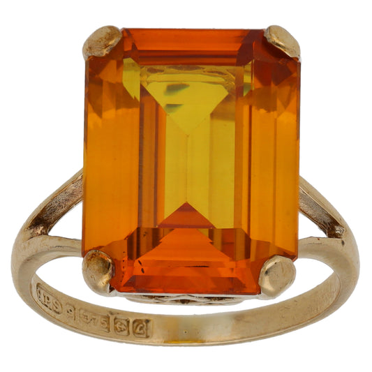 9ct Gold Imitation Single Stone Ring Size O