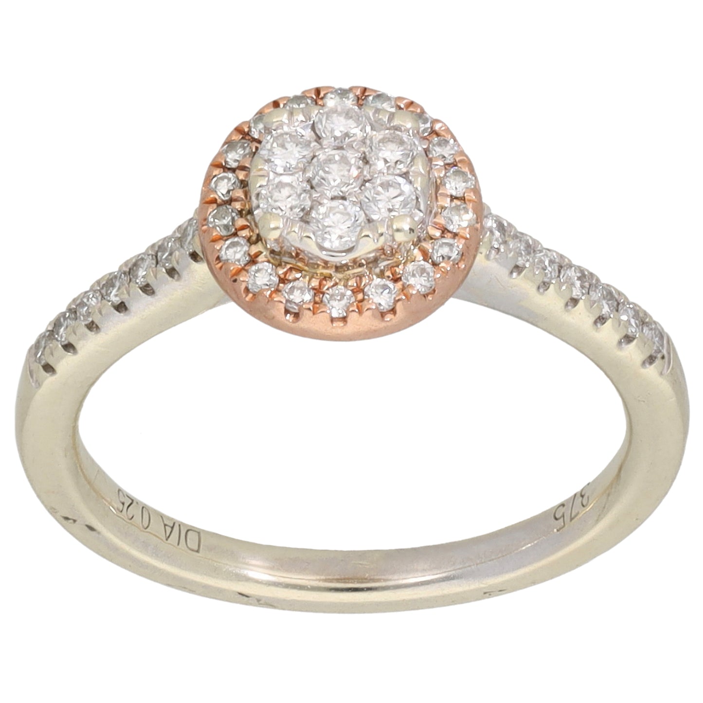 9ct White Gold 0.25ct Diamond Dress/Cocktail Ring Size K