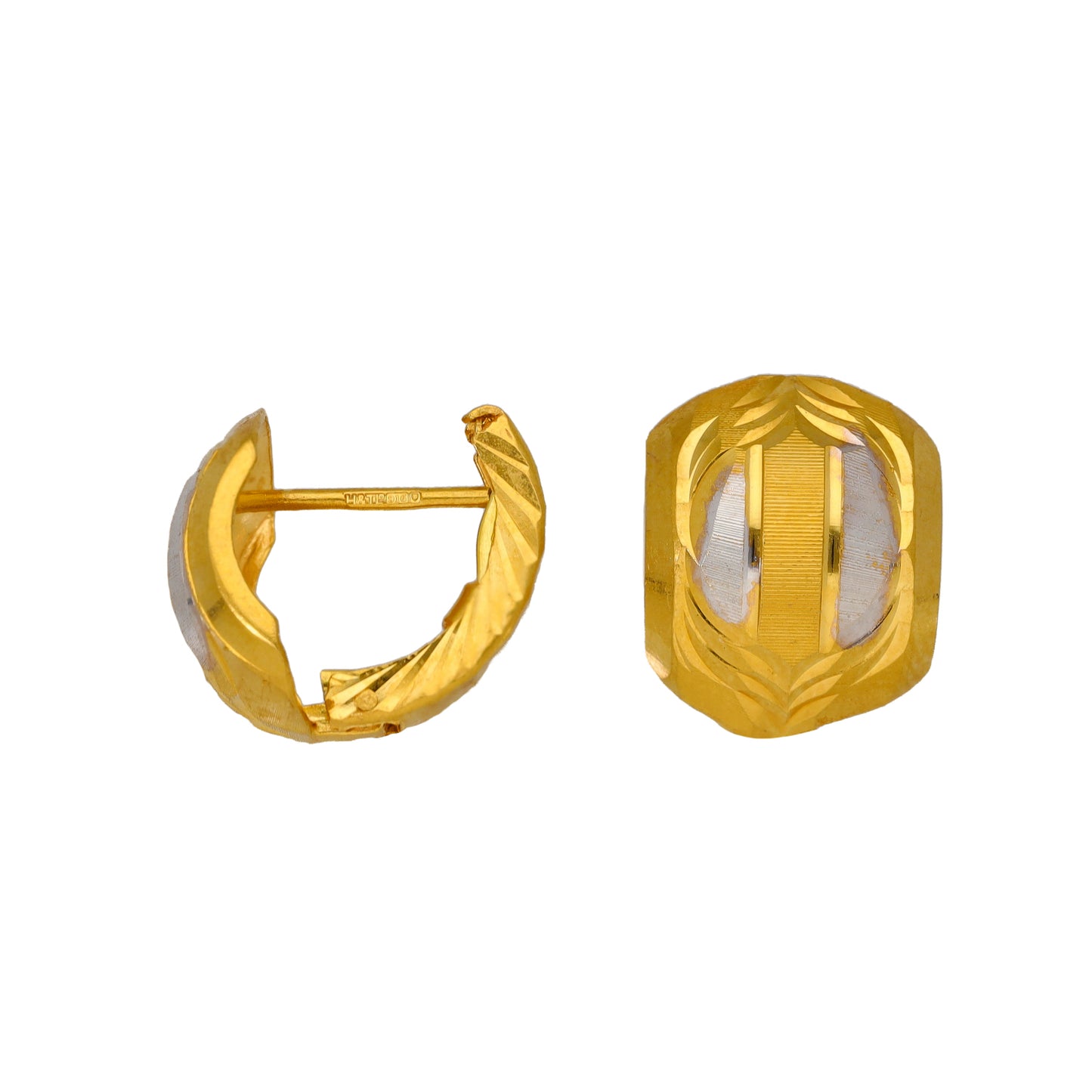 22ct Bi-Colour Gold Hoop Earrings