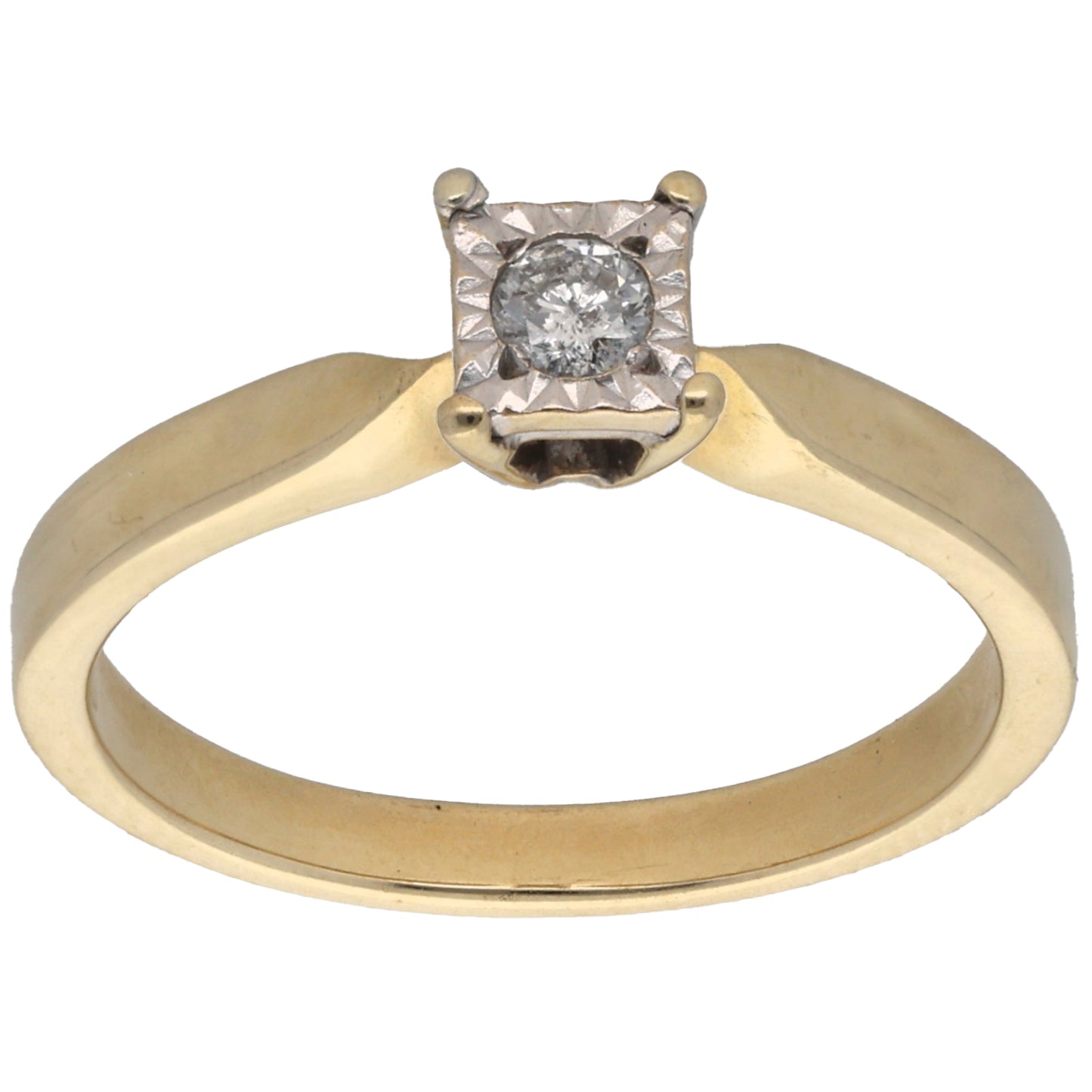 9ct Gold 0.10ct Diamond Solitaire Ring Size P
