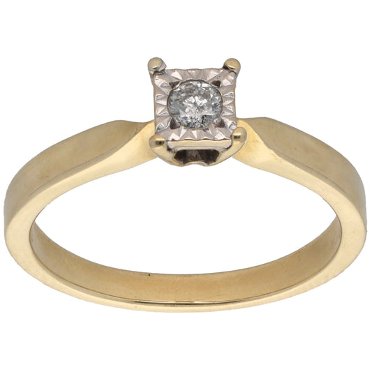 9ct Gold 0.10ct Diamond Solitaire Ring Size P