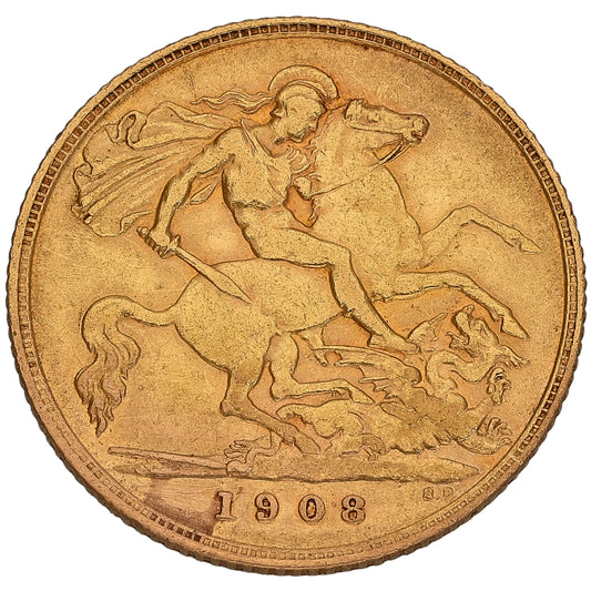 22ct Gold King Edward VII Half Sovereign Coin 1908