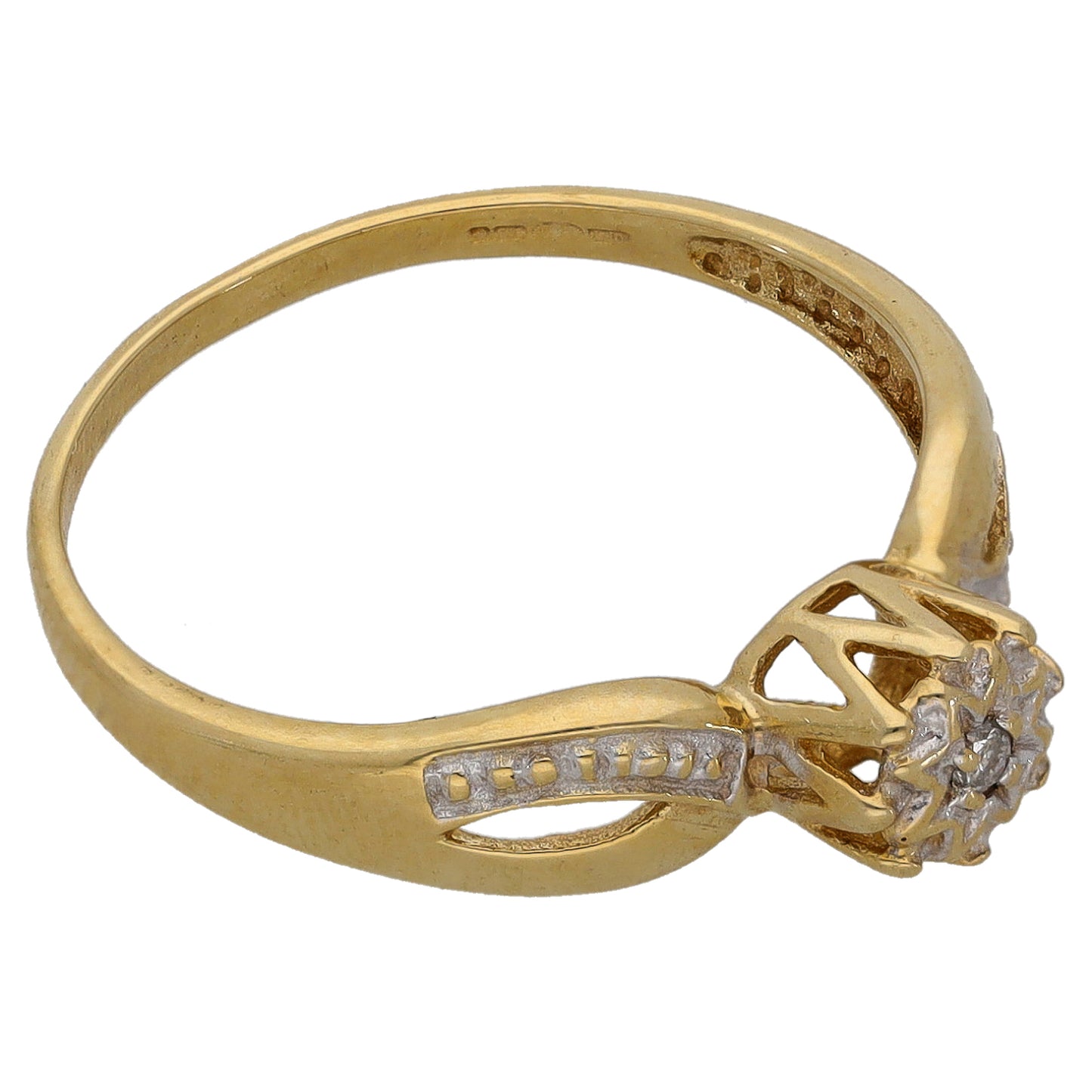 9ct Gold 0.02ct Diamond Solitaire Ring Size O