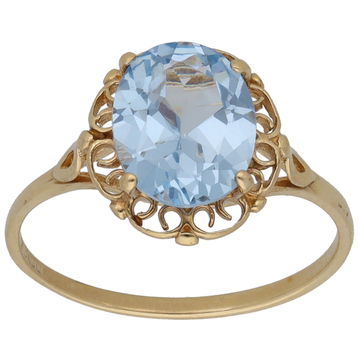 9ct Gold Imitation Gem Single Stone Ring Size Q