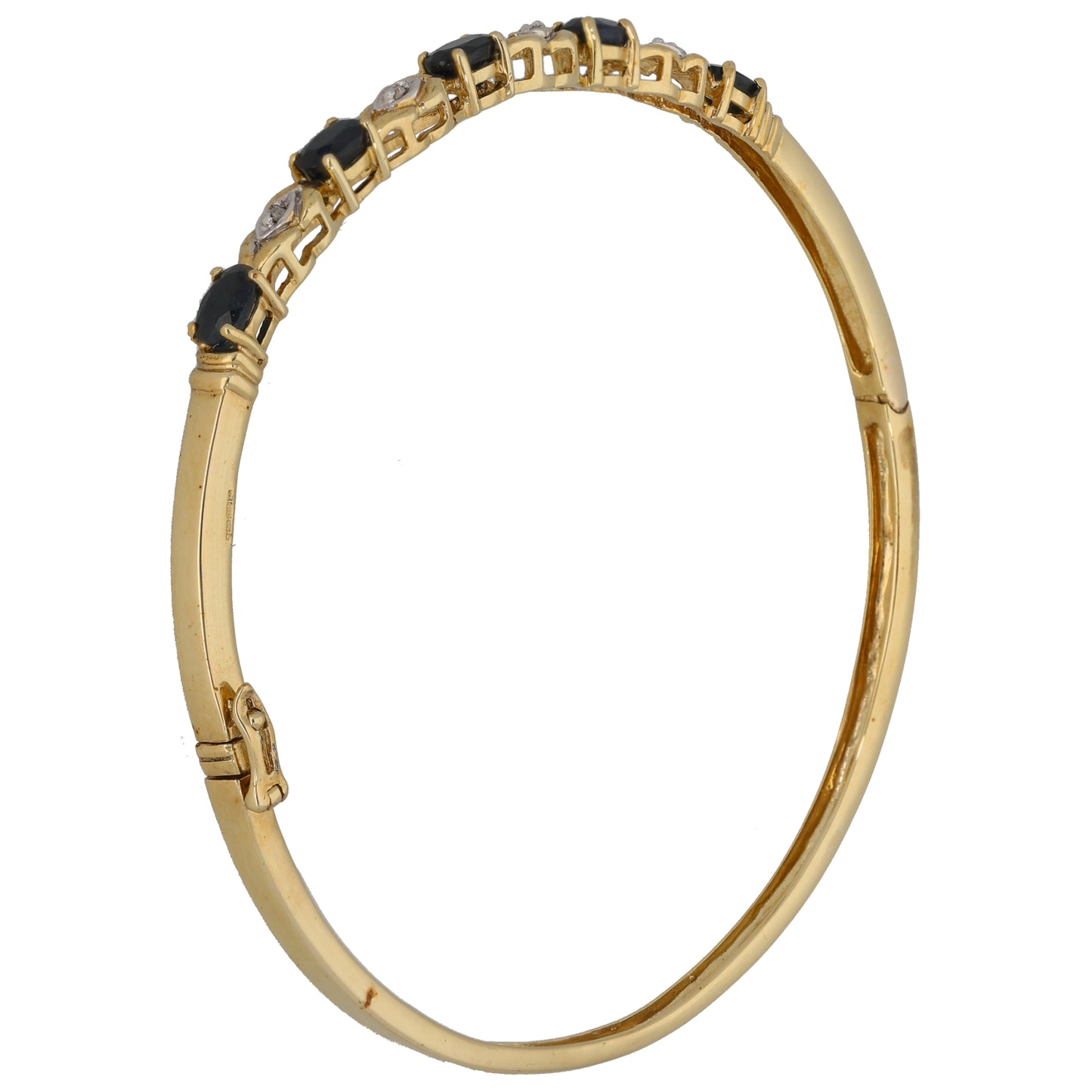 9ct Gold 0.02ct Diamond & Sapphire Hinged/Clasp Bangle