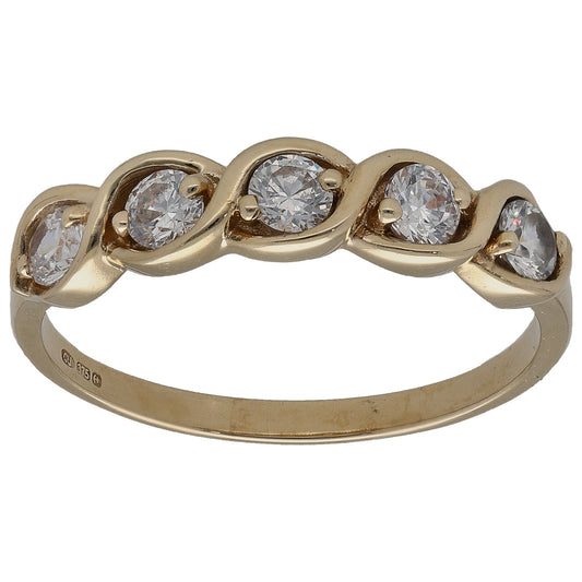9ct Gold Cubic Zirconia Half Eternity Ring Size V