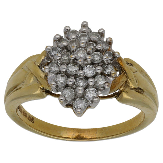 9ct Gold 0.46ct Diamond Cluster Ring Size M