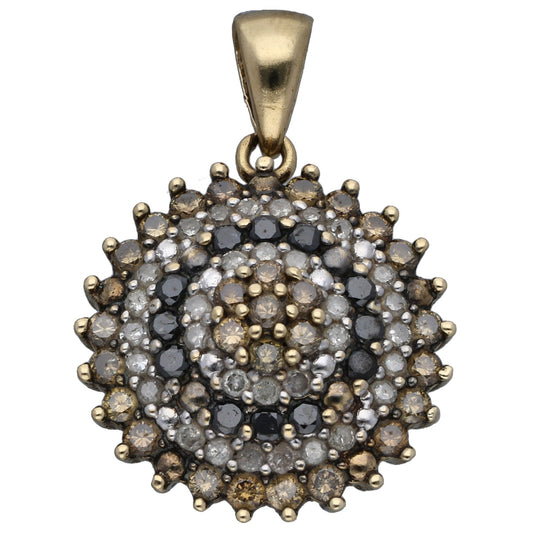 9ct Gold 1.00ct Diamond Cluster Pendant