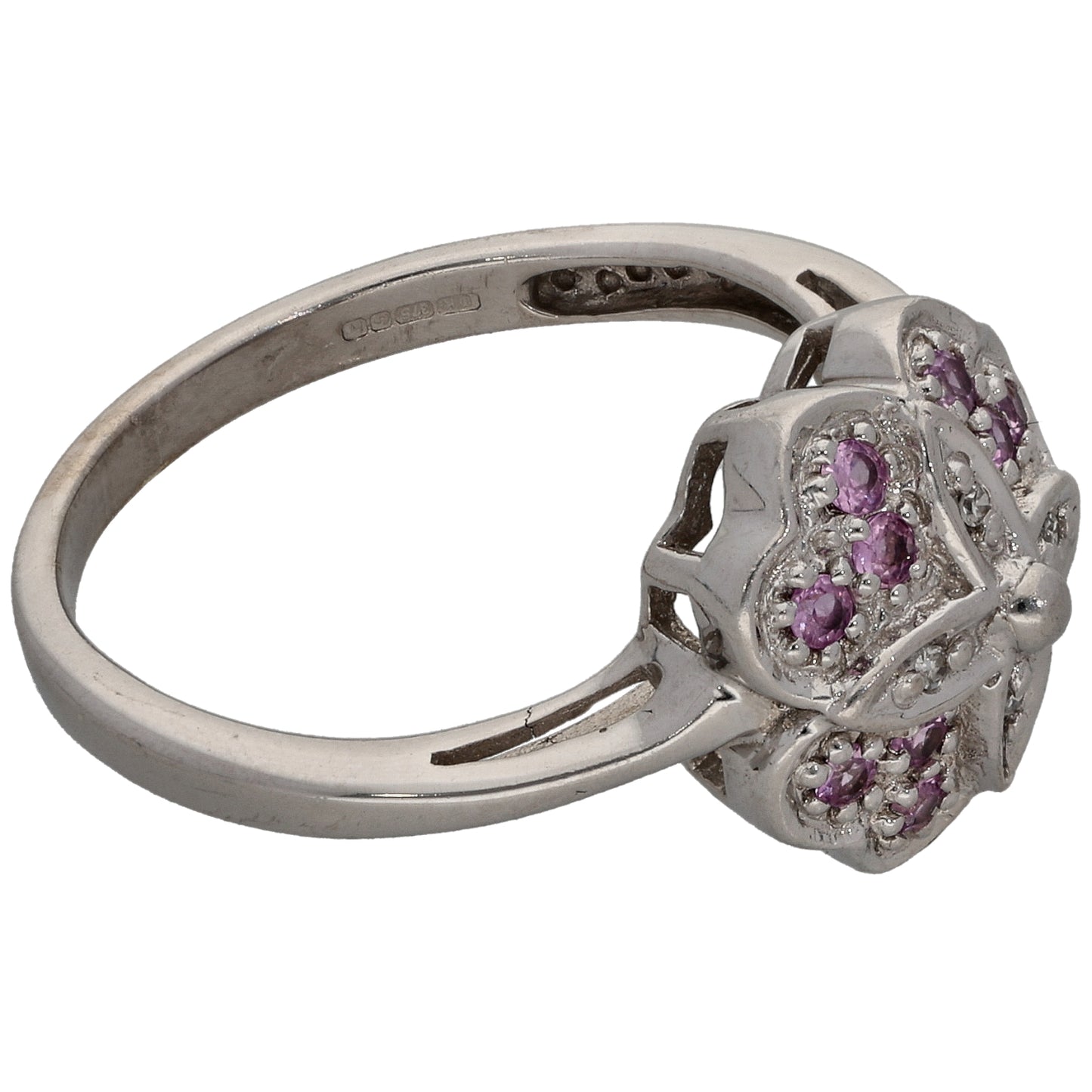 9ct White Gold 0.02ct Diamond & Sapphire Dress/Cocktail Ring Size N