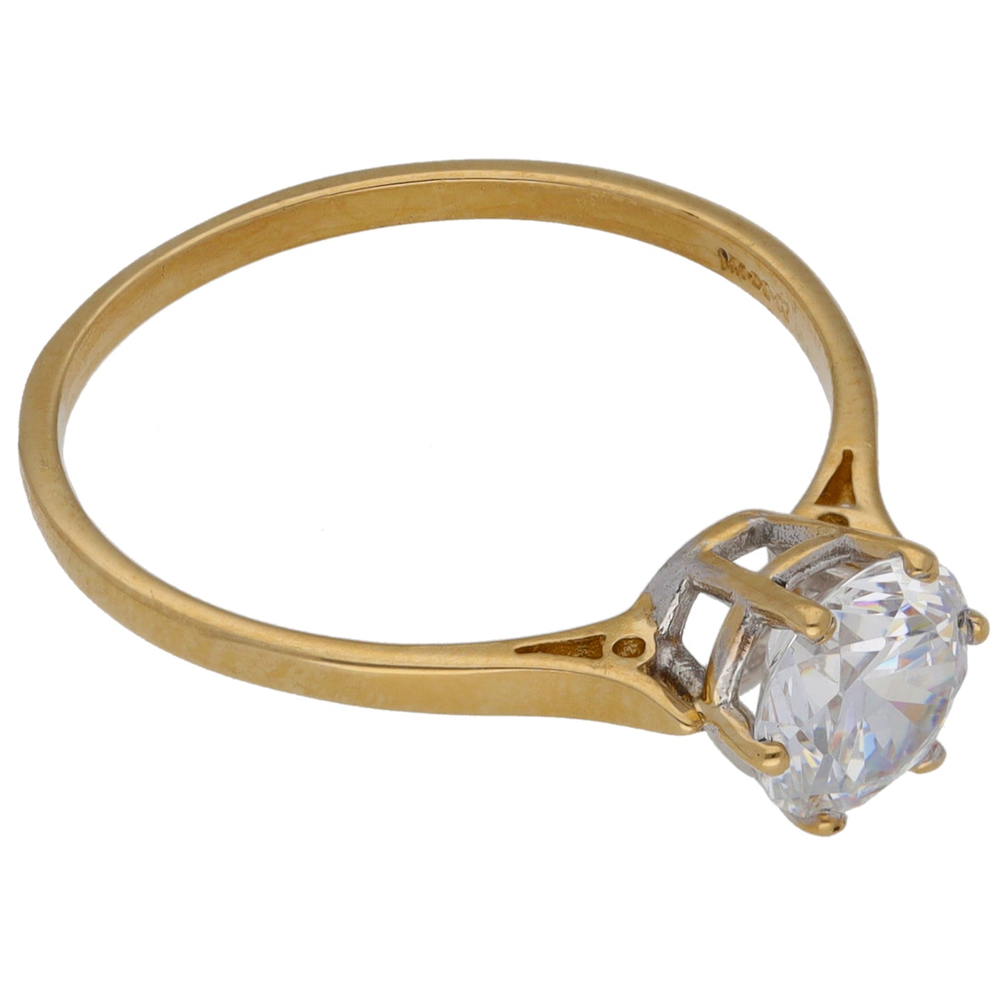 14ct Gold Cubic Zirconia Single Stone Ring Size R