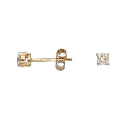 New 9ct Gold 0.20ct Diamond Solitaire Earrings