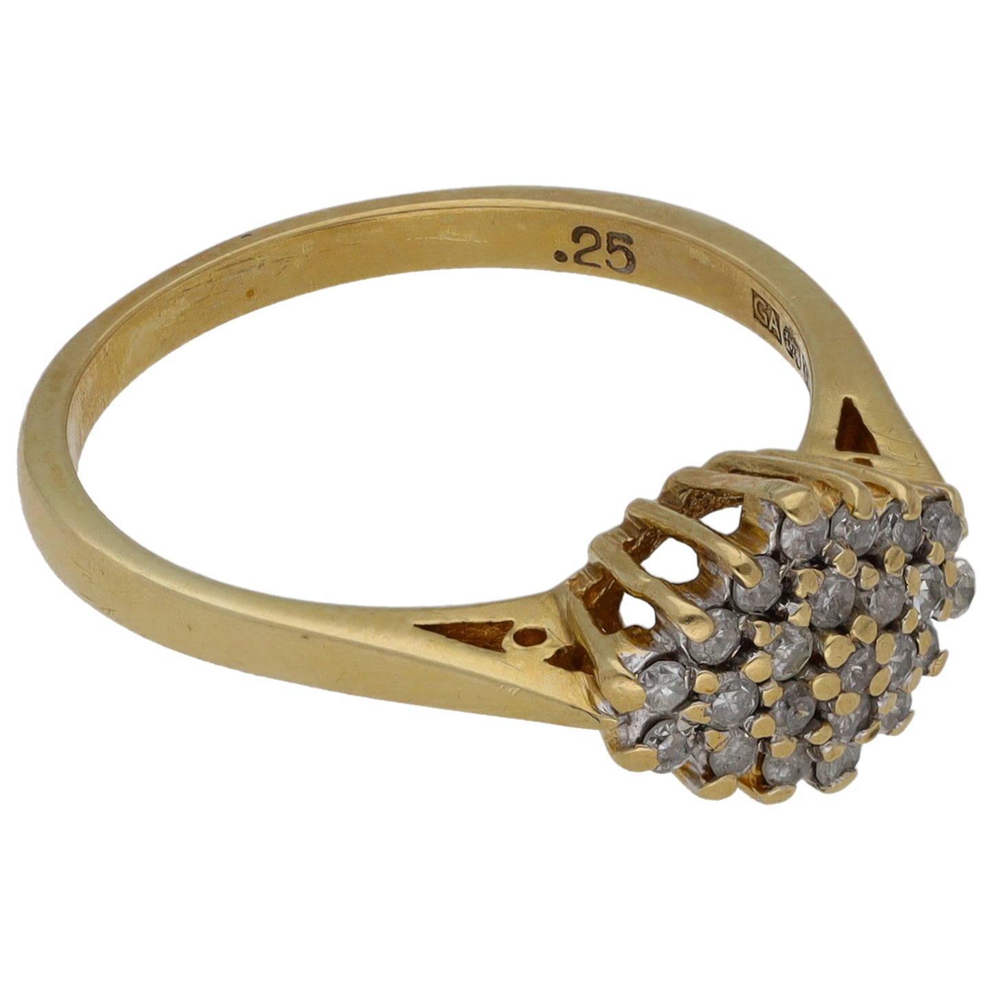 9ct Gold 0.25ct Diamond Cluster Ring Size M