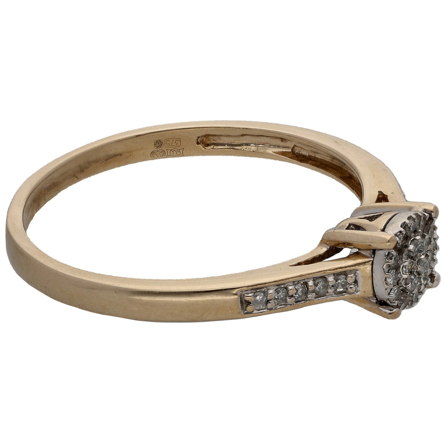 9ct Gold 0.145ct Diamond Cluster Ring Size Q